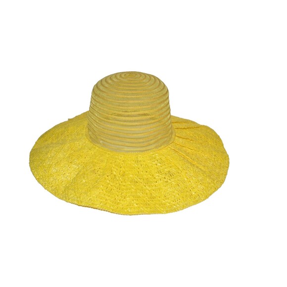 Vtg Floppy Sun Hat Groovy Mod 1970s Women Medium Beach Summer Bucket Prop Yellow main image 10
